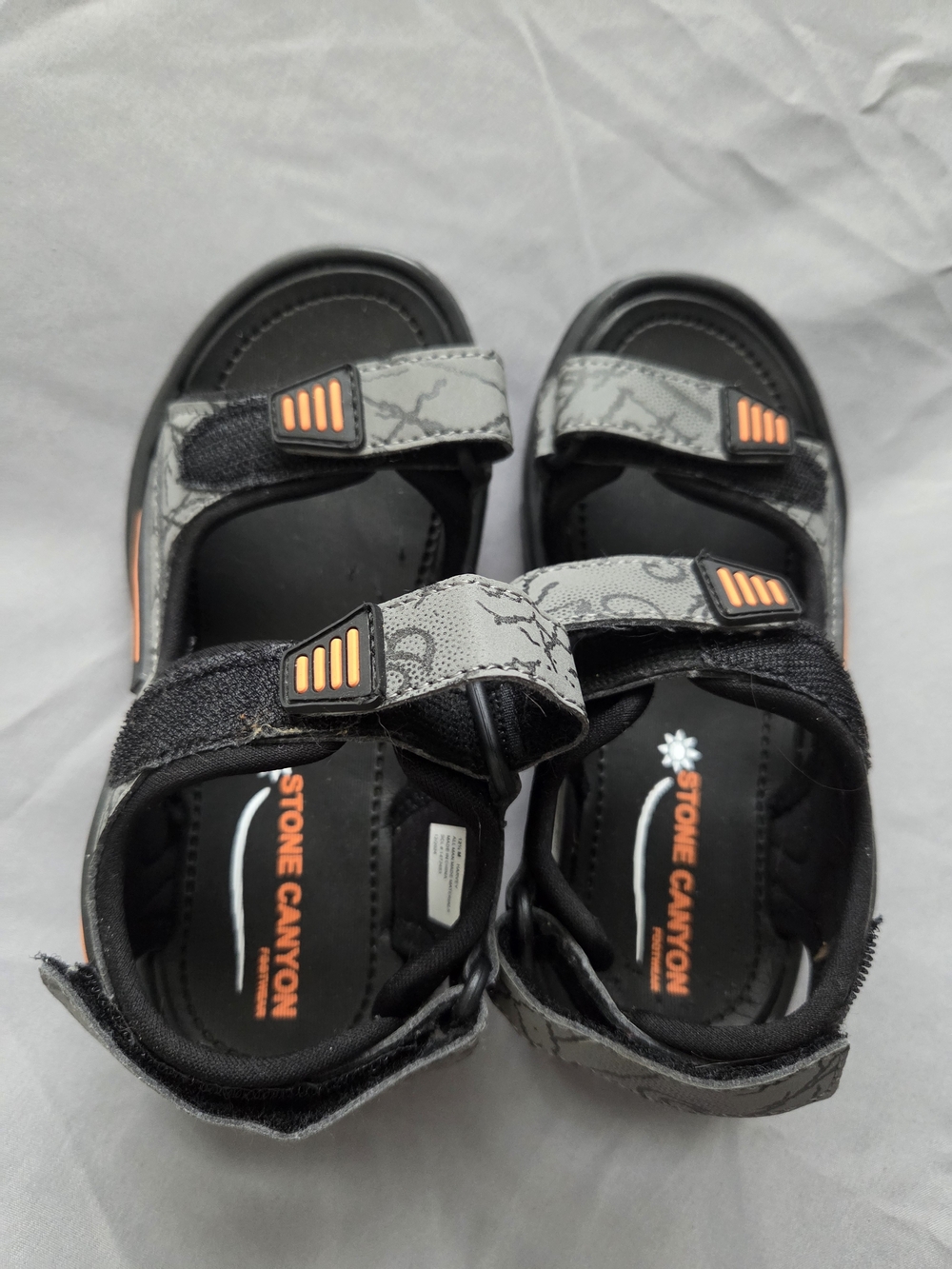 Harveys Gray and Black Kids' Sandals with Orange Highlights